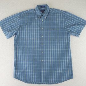Pendleton Short Sleeve Button Up Shirt Mens Large‎ Blue Cotton